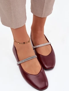 Dámské baleríny s lesklými pásky Ilirene – bordó