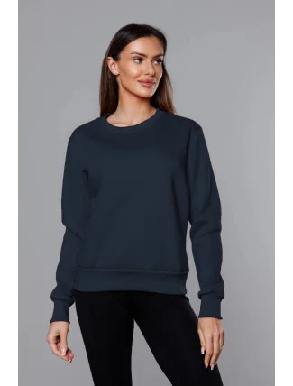 Tmavě modrá dámská tepláková mikina se stahovacími lemy (W01-25) Tmavě modrá dámská tepláková mikina se stahovacími lemy (W01-25)