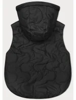 Krátká černá dámská vesta s odepínací kapucí BH Forever (BH-2414)