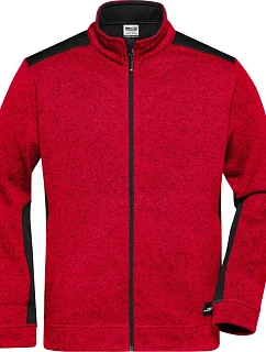 Daiber JN 862 Pánská pracovní bunda pletený fleece - Strong 02.0862 red melange/black