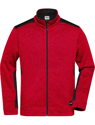 Daiber JN 862 Pánská pracovní bunda pletený fleece - Strong 02.0862 red melange/black