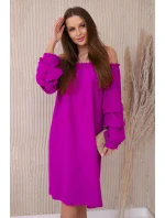 Španělské šaty s ozdobnými rukávy fialka
