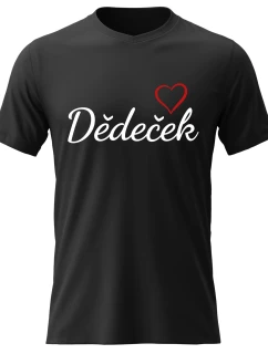 Pánské bavlněné tričko s potiskem - DĚDEČEK - černé