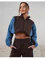 Tepláková souprava mikina na zip + široké kalhoty čokoládově modrá (821151)