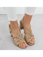 Béžové dámské sandály na jehlovém podpatku Sergio Leone SK884