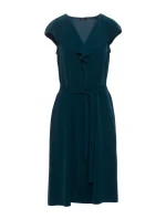 S411 Šaty bez rukávů s volánkovým výstřihem - zelené