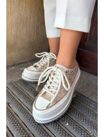 Dámské trampky na masivní platformě S.Barski – béžové