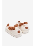 Dětské chlupaté bačkory – hnědé se psy Farnise Dětské chlupaté bačkory – hnědé se psy Farnise