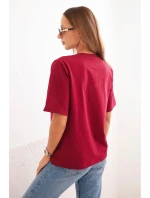 Dámská bavlněná blůza s potiskem Minimal bordová Dámská bavlněná blůza s potiskem Minimal bordová