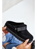 Dámské pantofle zateplené kožíškem na platformě černé Azida