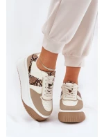 Dámské Tenisky Na Masivní Platformě Zvířecí Vzor Béžové Telanila