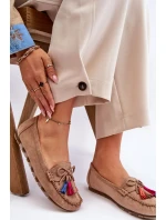 Semišové Mokasíny S Mašlí A Třásněmi Tmavě béžová Dorine Semišové Mokasíny S Mašlí A Třásněmi Tmavě béžová Dorine