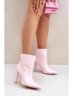 Lakované Kotníkové Boty Na Špičce Nazouvací Světle Růžové Seliri