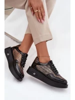 Dámské kožené šněrovací polobotky na platformě Artiker – černé