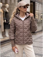 Dámská prošívaná bunda s kapucí, béžová, FashionStreet TY5868 Dámská prošívaná bunda s kapucí, béžová, FashionStreet TY5868