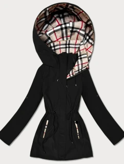 Damska kurtka z wykończeniem w kratkę Goodlookin czarna (KK60411-1#)