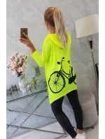 Mikina s potiskem kola žlutá neonová