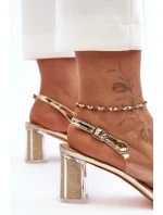 Transparentní Sandály Na Podpatku Zlaté SBarski MR1037-43 Transparentní Sandály Na Podpatku Zlaté SBarski MR1037-43