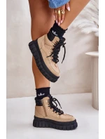 Dámské Zateplené Kotníkové Boty Na Platformě Hnědé Jelenia