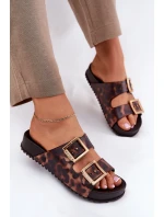 Voňavé Dámské Pantofle S Přezkami Leopardí Hnědé ZAXY RR285059