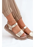 Dámské kožené sandály na platformě zlaté Zazoo 40443