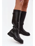 Izolované dámské kozačky na nízkém podpatku s přezkami Černé Sorelle Izolované dámské kozačky na nízkém podpatku s přezkami Černé Sorelle