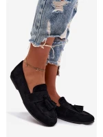 Dámské mokasíny s plochou podrážkou a třásněmi Černé Marilisse