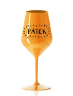 PÁTEK - oranžová nerozbitná sklenice na víno 470 ml
