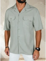 Pánská šedá košile s krátkým rukávem FashionStreet KX1085