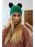 Fleecová čepice 2 bambulky K291 zelená