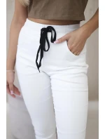 Džínové kalhoty s žebrovaným lemem bílý Džínové kalhoty s žebrovaným lemem bílý