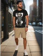 Pánské tričko s potiskem černé FashionStreet RX5655 Pánské tričko s potiskem černé FashionStreet RX5655