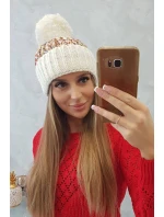 Dámská čepice s bambulí Ellen K325 ecru Dámská čepice s bambulí Ellen K325 ecru
