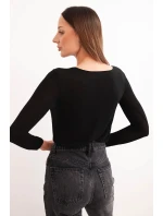 Dámská kasmírová blůza s kulatým výstřihem a dlouhými rukávy černá Dámská kasmírová blůza s kulatým výstřihem a dlouhými rukávy černá