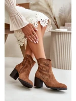 Boty S Prodyšným Svrškem Na Podpatku Eko Semišové Hnědé Nevishiia