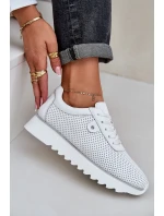 Kožené Sportovní Boty Na Platformě S Leskem D&A LR51-629 Bílé Kožené Sportovní Boty Na Platformě S Leskem D&A LR51-629 Bílé