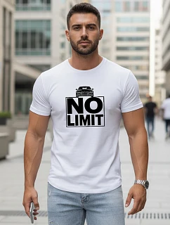 Pánské bavlněné tričko s potiskem No limit white FashionStreet NX0129R
