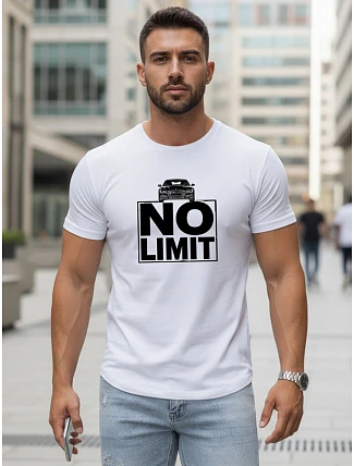 Pánské bavlněné tričko s potiskem No limit white FashionStreet NX0129R