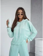 Dámský velurový teplákový komplet v mátové barvě s lampasy (508) Dámský velurový teplákový komplet v mátové barvě s lampasy (508)