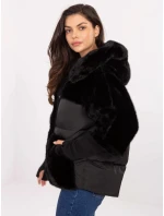 Černá volná bunda z různých materiálů (WJ218) Černá volná bunda z různých materiálů (WJ218)