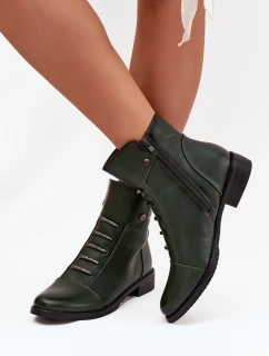 Zateplené dámské boty na plochém podpatku zelené Labise
