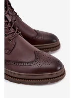 Kožené pánské boty Lee Cooper LCJ 25 33 3960 hnědé Botki Męskie