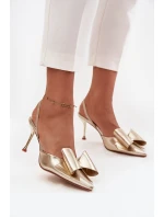 Lodičky s odkrytými patami a mašlí zlaté Eklevia Lodičky s odkrytými patami a mašlí zlaté Eklevia