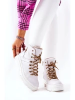 Kožené zateplené boty Bílé béžove Brescia