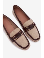 Dámské Mokasyny Loafersy S Ozdobným Prvkem Hnědo-Bežové Evelora