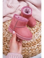 Dětské Teplé Sněhule Semišové Růžové Gooby