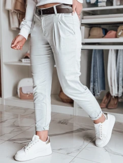 Dámské chinos kalhoty s páskem MODELA světle šedé FashionStreet UY2564