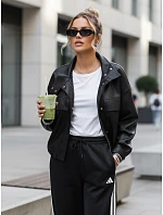 Dámská bunda z ekokůže oversize s vysokým límcem černá FashionStreet TY5651