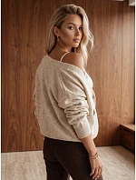 Dámský kardigan s kapsami, vanilková barva, FashionStreet MY2578