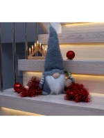 DEKORATIVNÍ PLYŠOVÝ TRPASLÍK LED 38CM ŠEDÝ